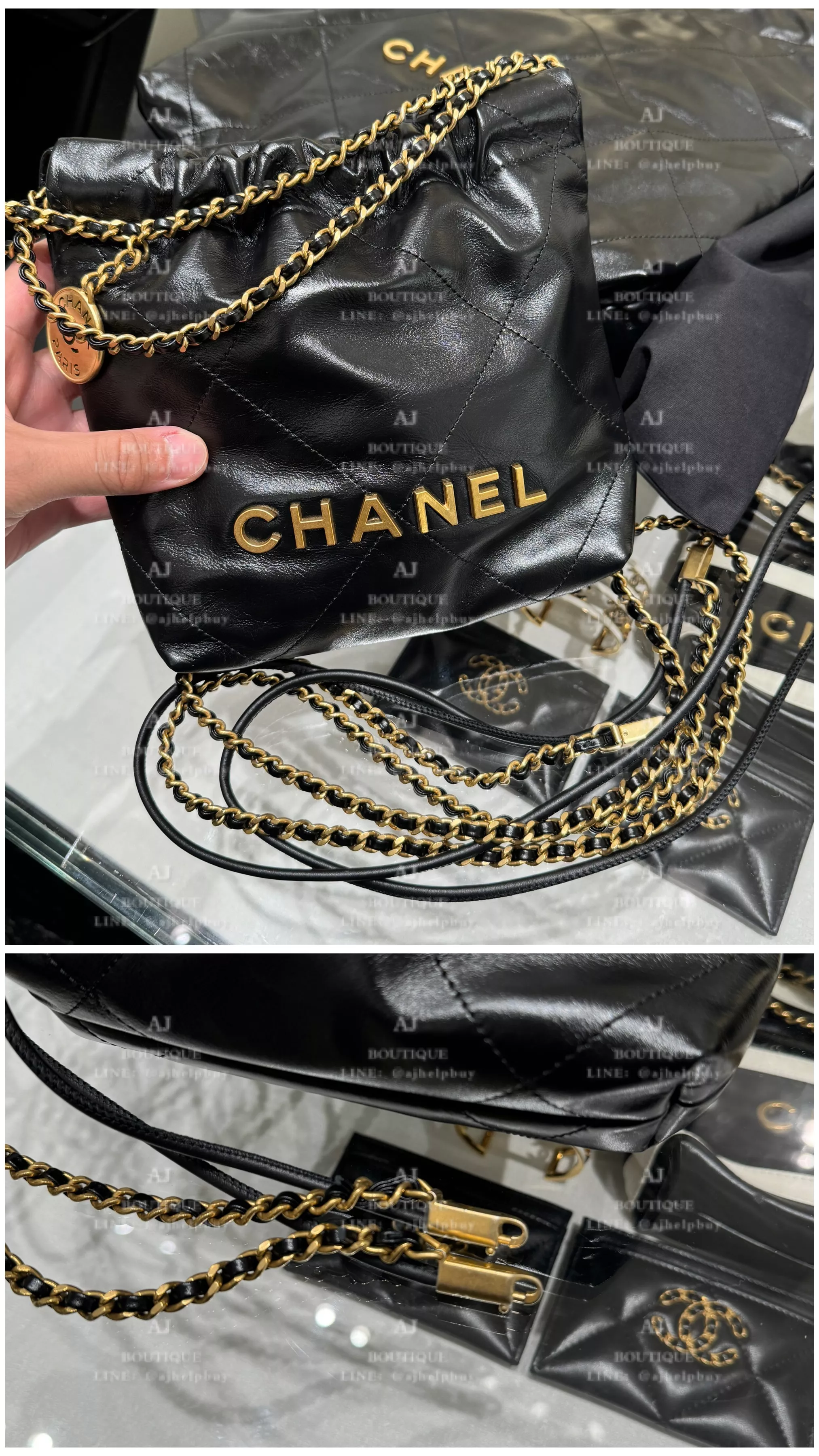 Chanel Mini 22 黑金 代購主圖
