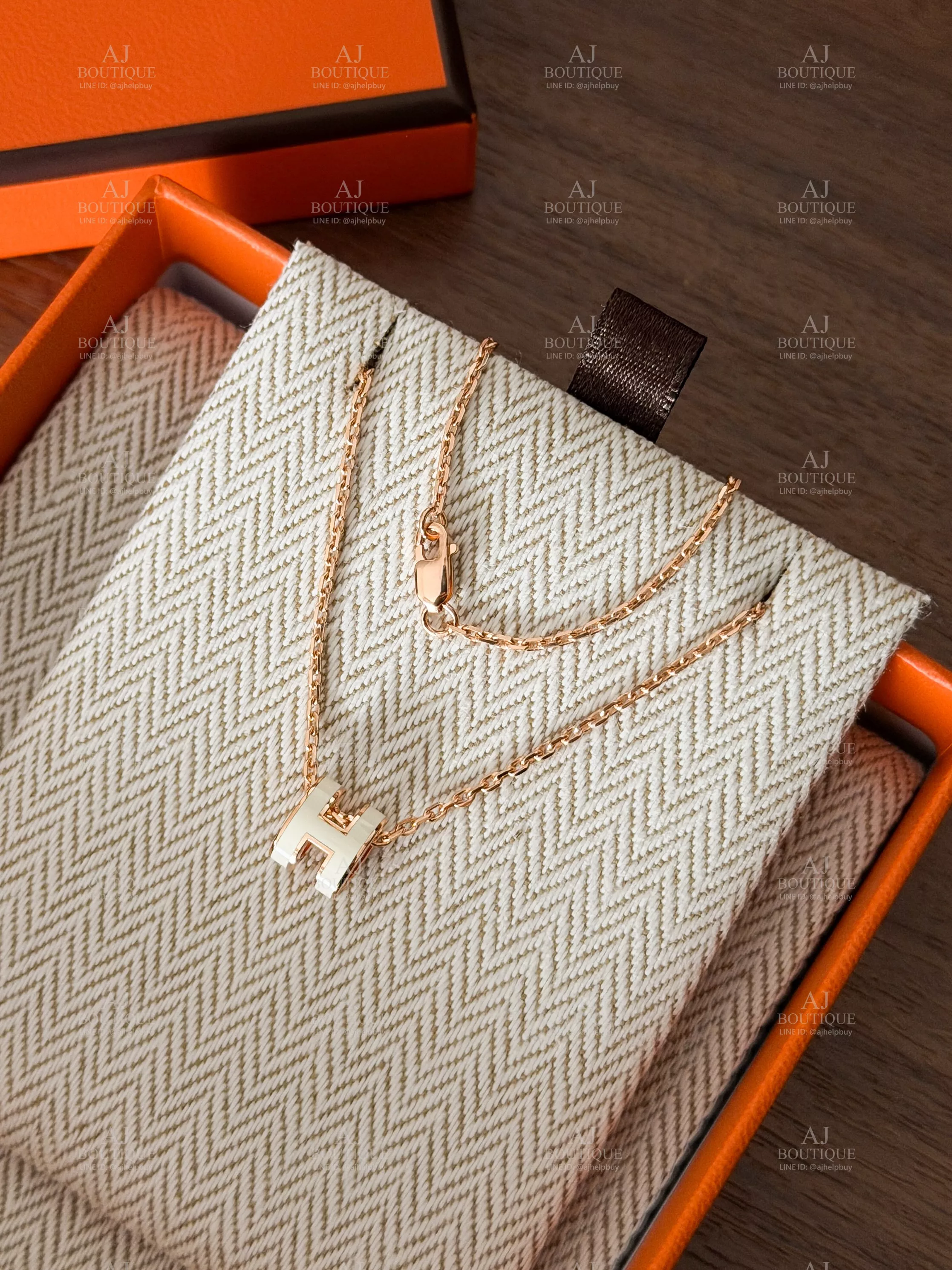 Hermes Mini Pop H White Pink Gold 項鍊 代購主圖