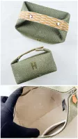 Hermes 帆布化妝包 灰綠色 代購照片