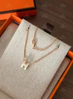 Hermes Mini Pop H White Pink Gold 項鍊 代購照片
