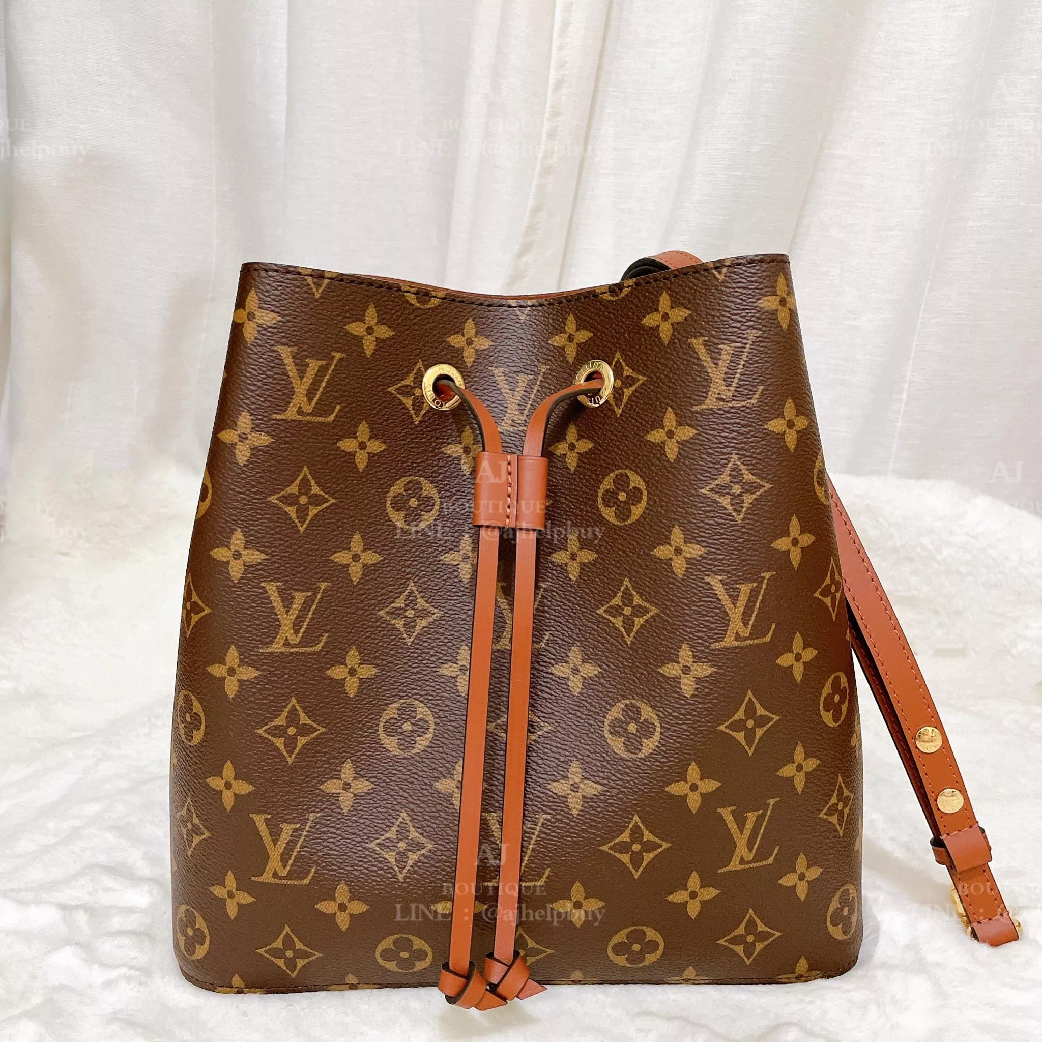 Lv Louis Vuitton 老花水桶包 棕色抽繩 代購照片