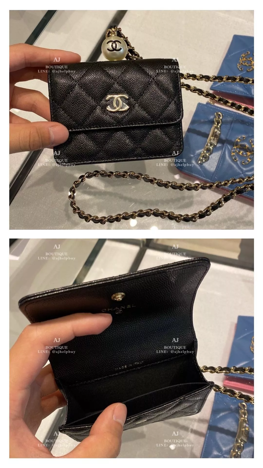 Chanel 帶鍊珍珠卡包 代購照片