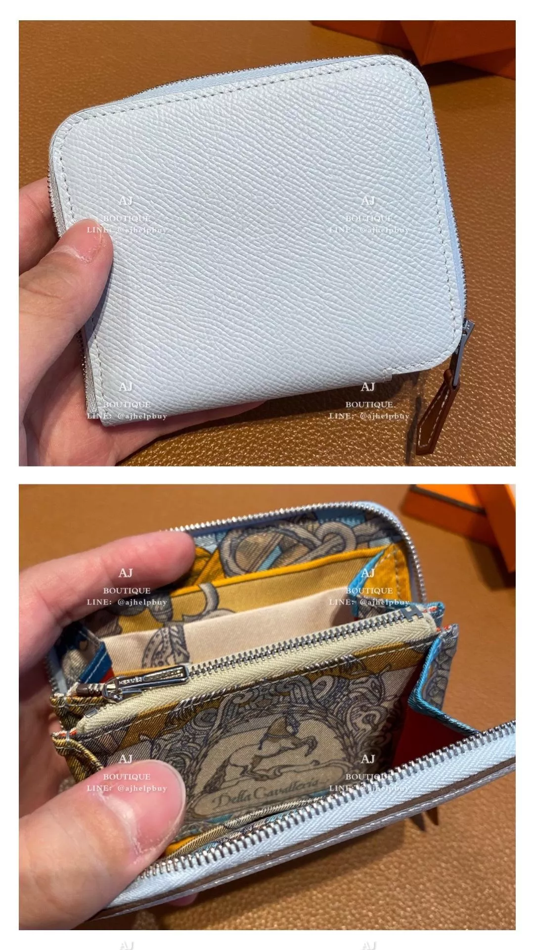 Hermes 絲巾短夾 Bleu Brume 藍霧色 代購照片