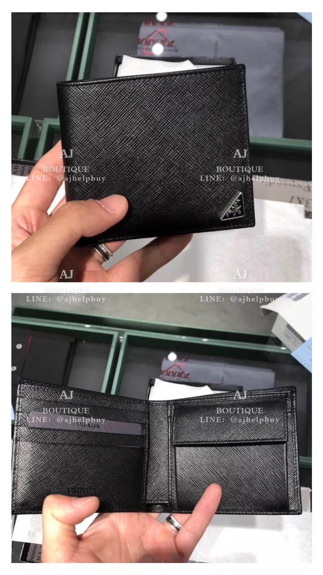 Prada 男款防刮短夾 零錢袋款 代購照片