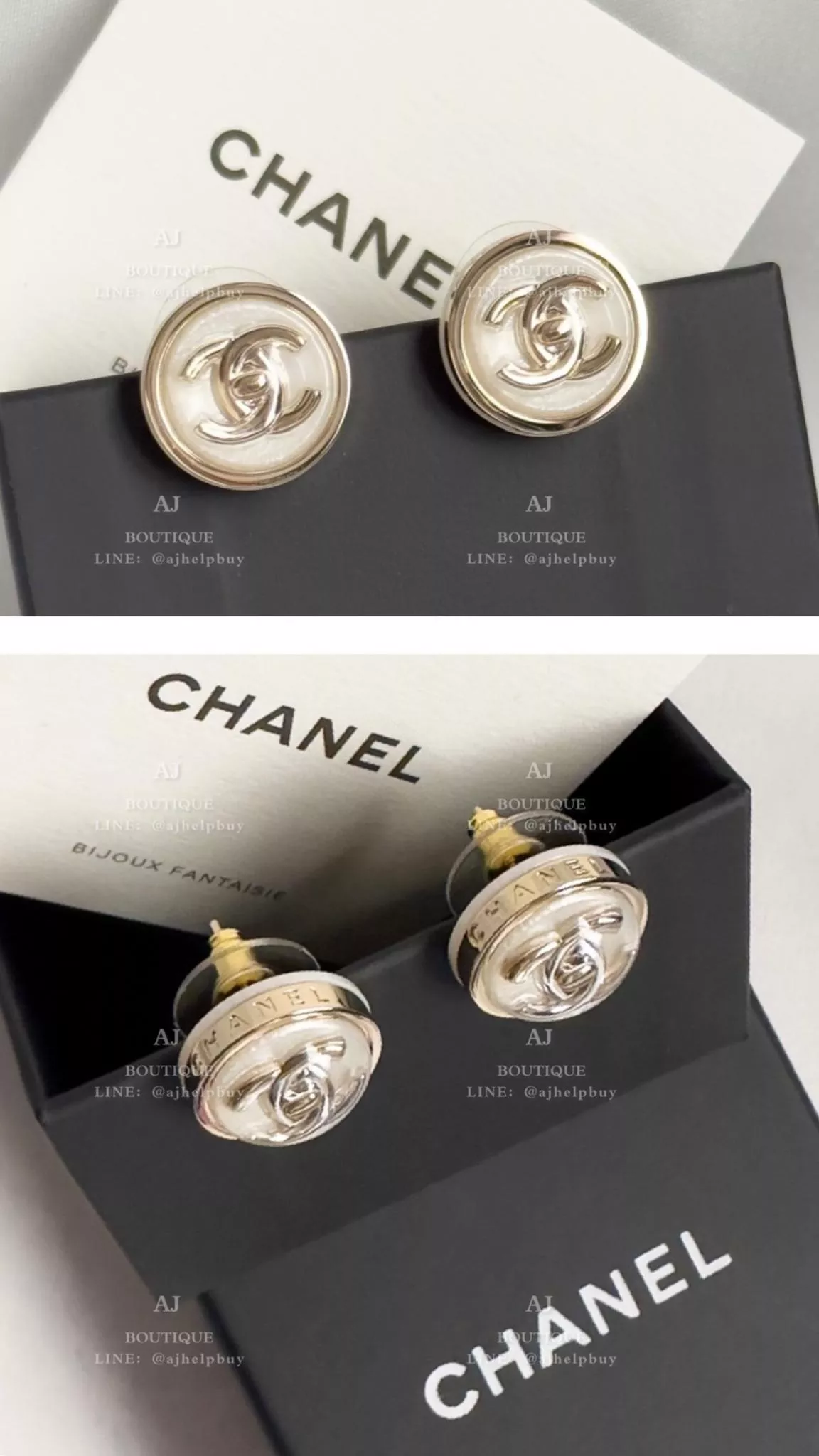 Chanel 針式耳環 圓圈書包釦 金色 代購照片