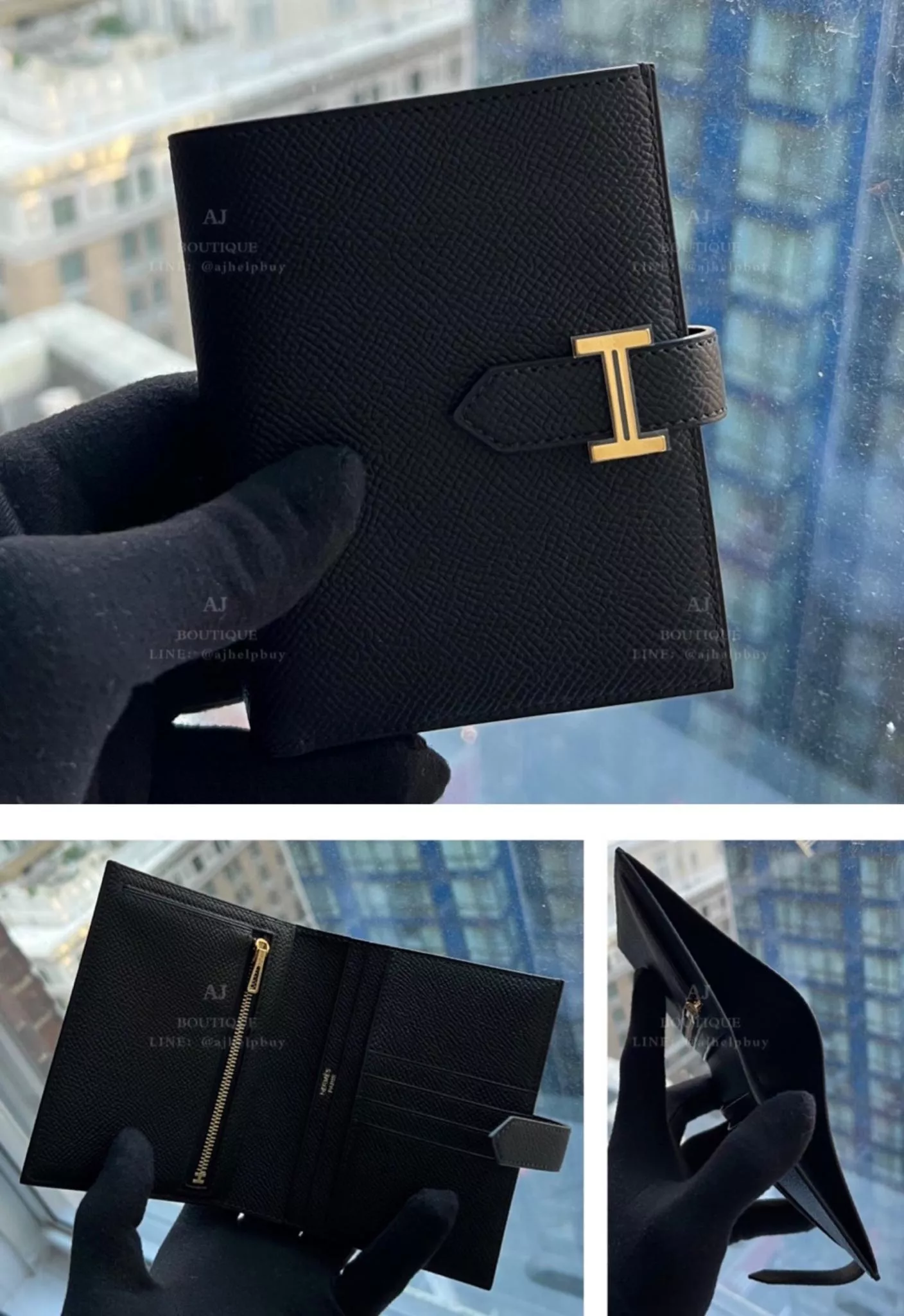 Hermes Bearn Compact Wallet 短夾 黑金 代購照片