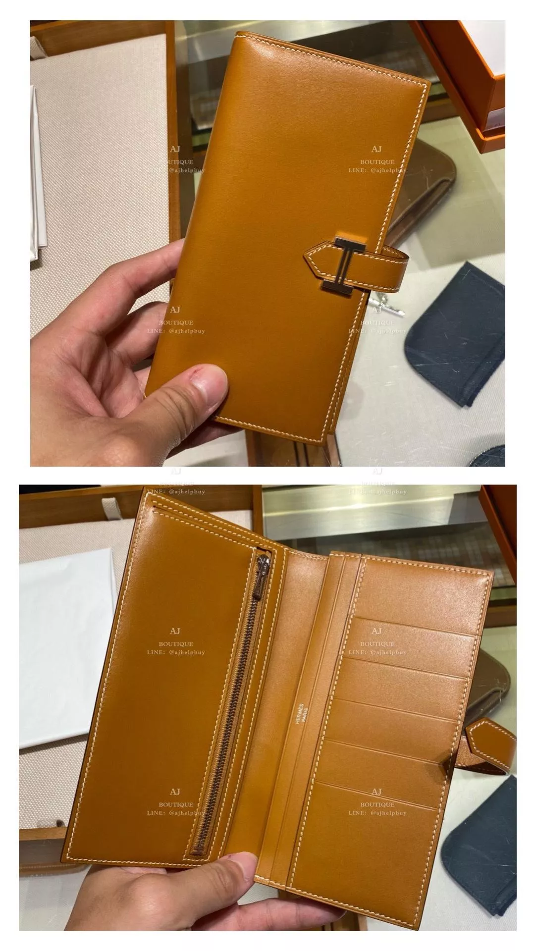 Hermes Bearn 長夾 銀釦 代購照片