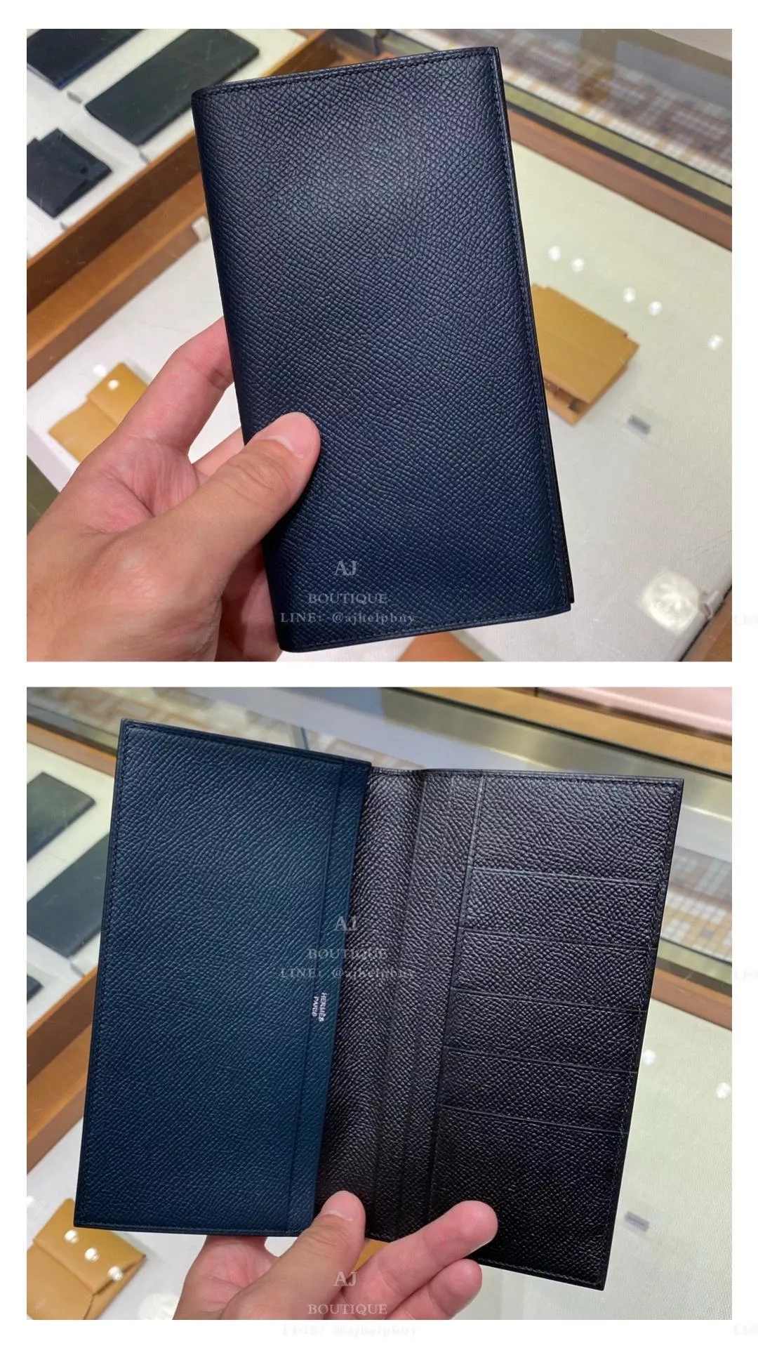 Hermes 男款 拼色牛皮長夾 代購照片
