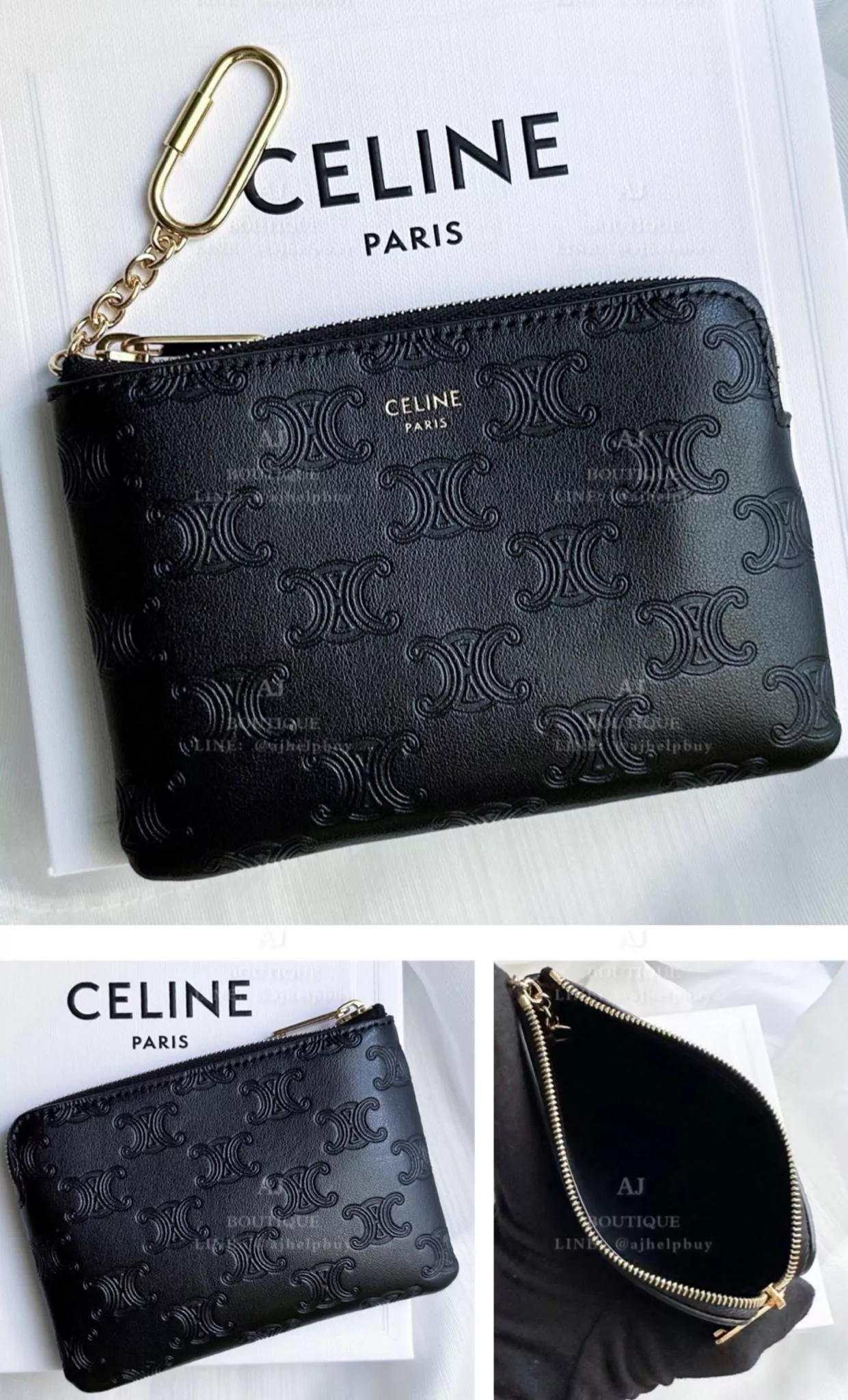 Celine 拉鍊錢包 Logo壓紋款 黑色 代購照片