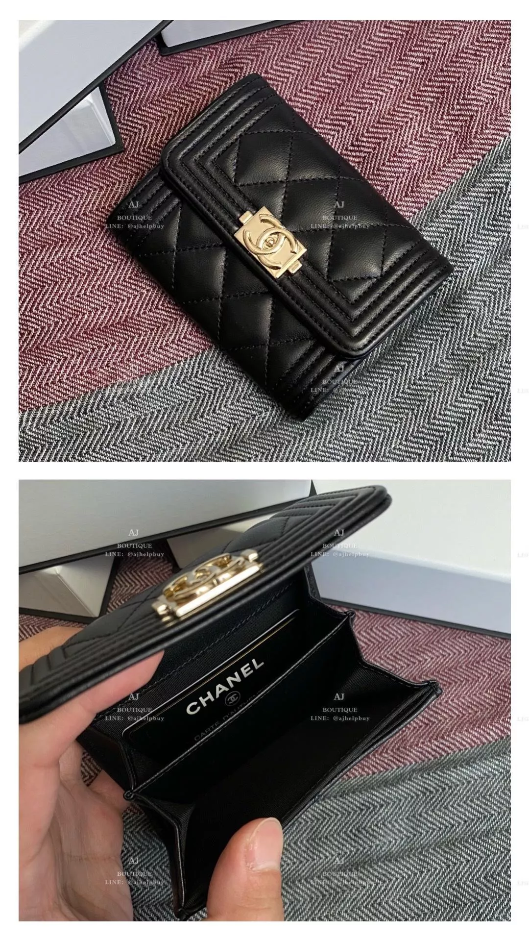 Chanel 雙層卡包 Boy款 代購照片