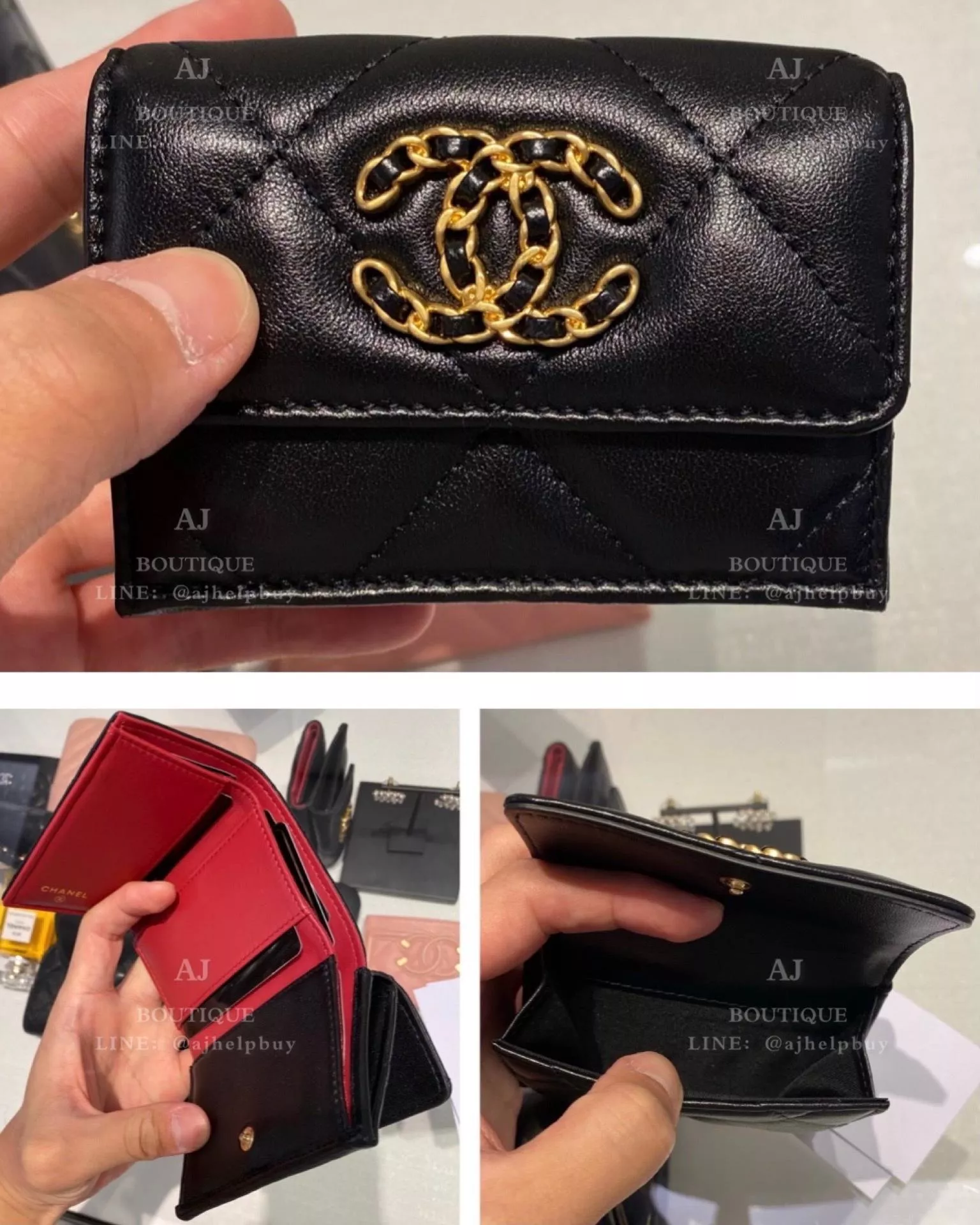 Chanel 19款 三摺短夾 黑色 代購照片