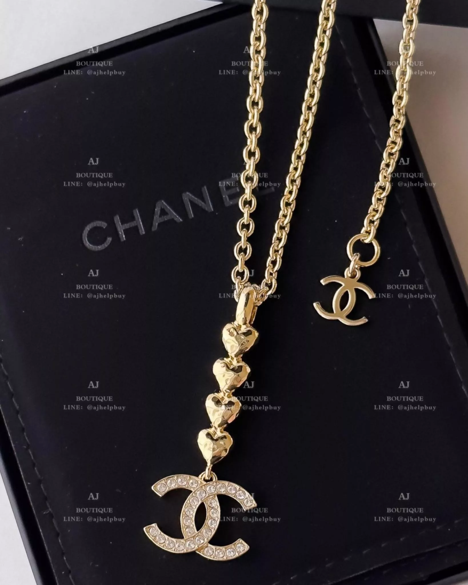 Chanel 雙C 愛心項鍊 淡金 代購照片