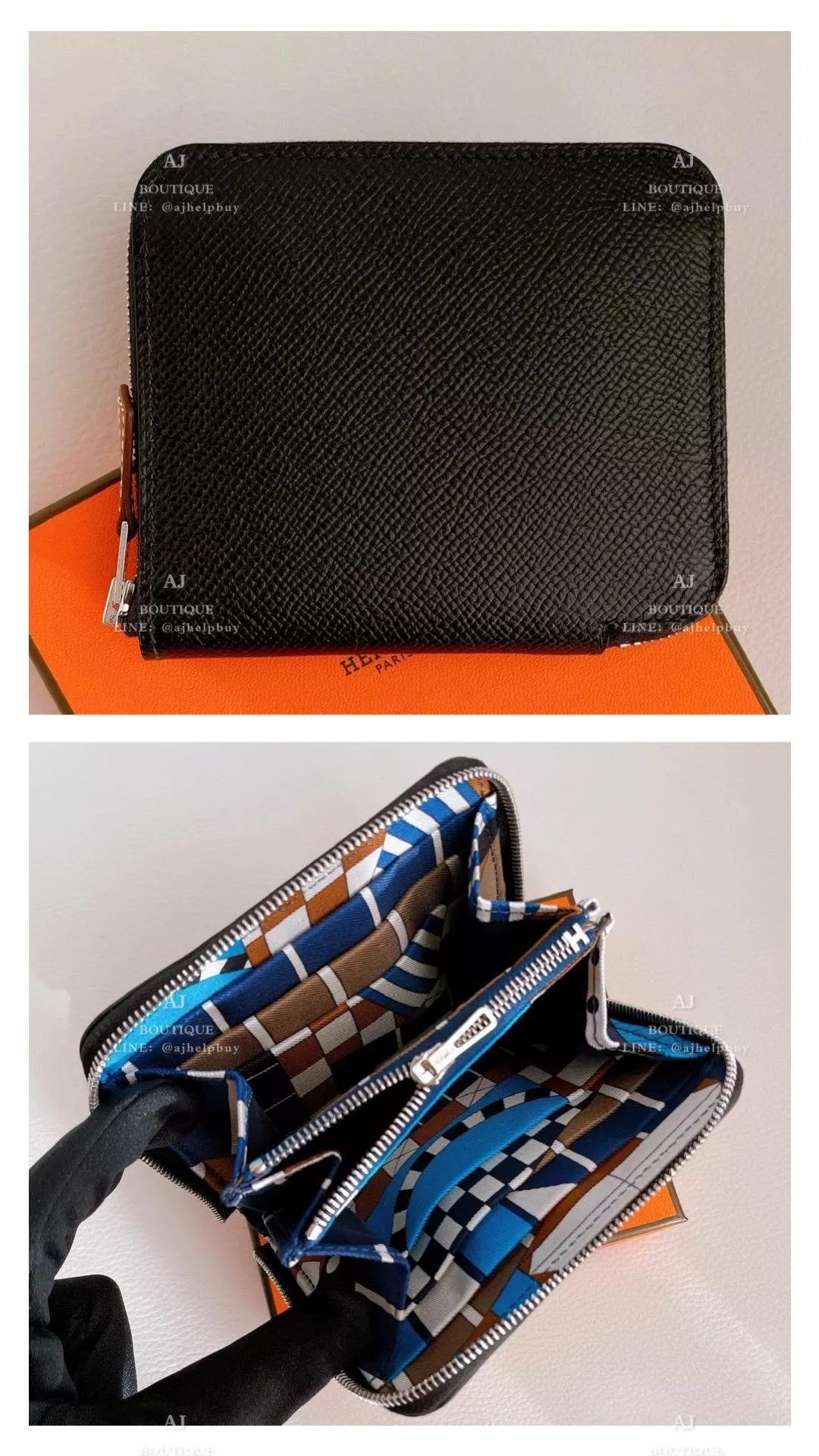 Hermes 絲巾短夾 黑色 代購照片