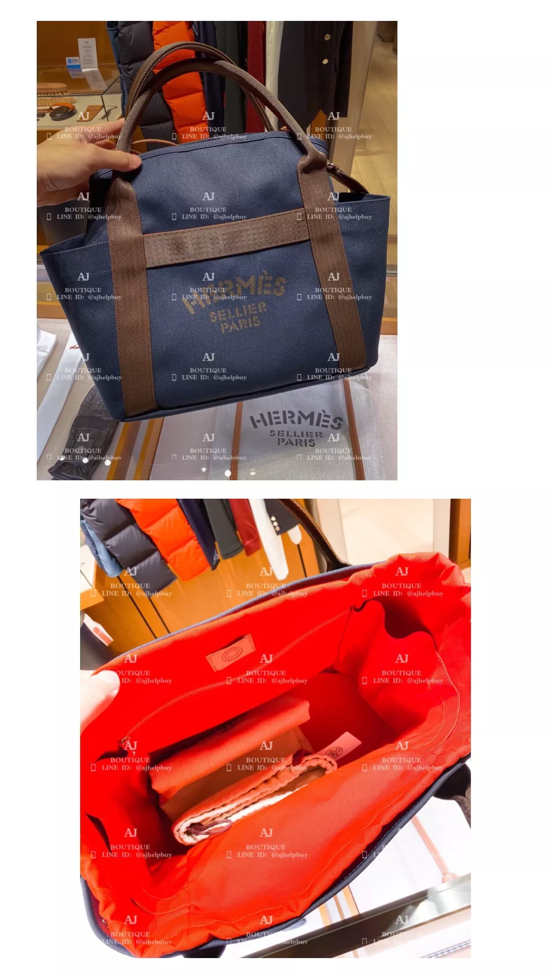 Hermes 深藍兩用帆布包 代購照片2