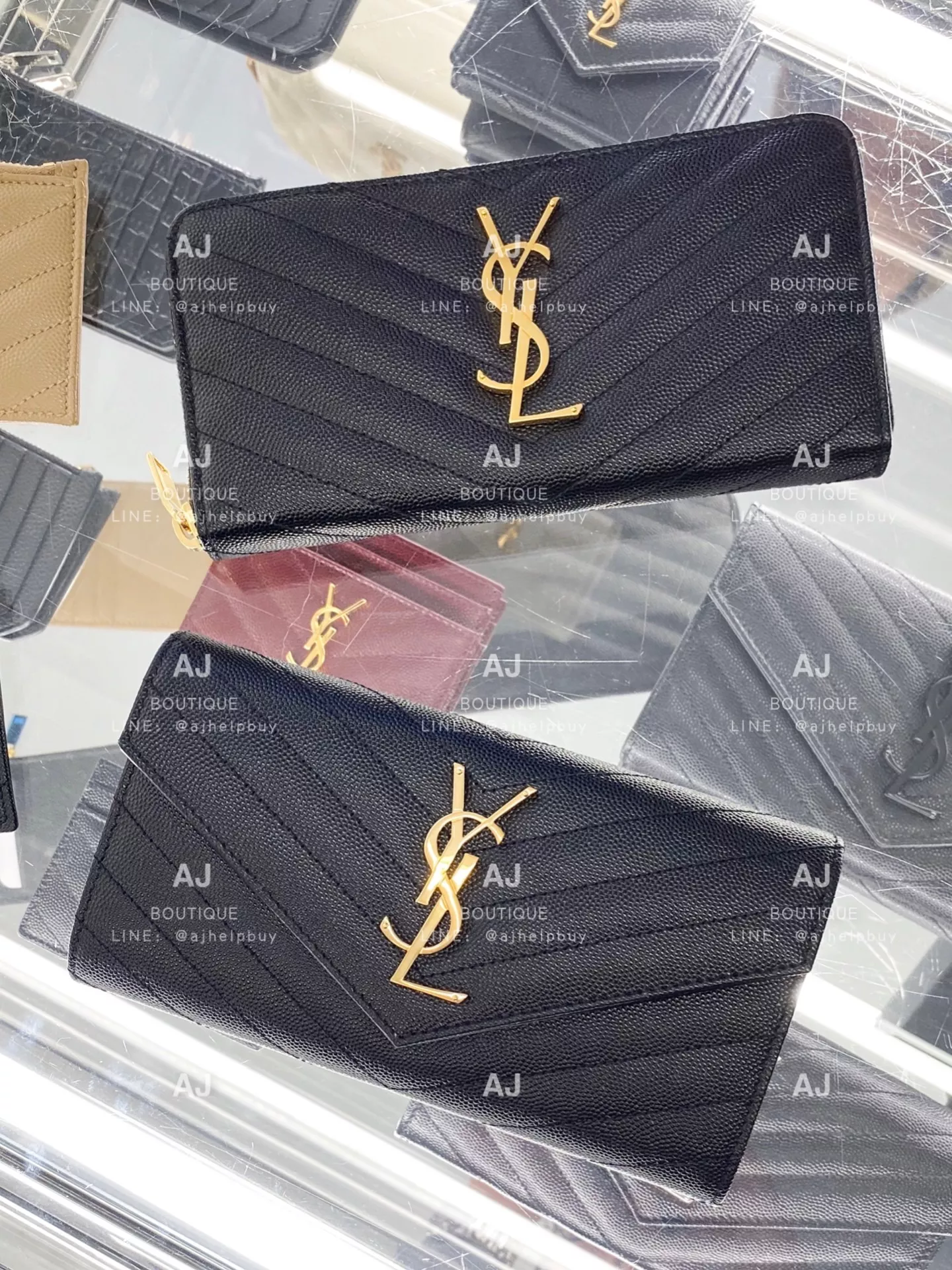 Ysl Saint Laurent 經典長夾 黑色金字 代購照片