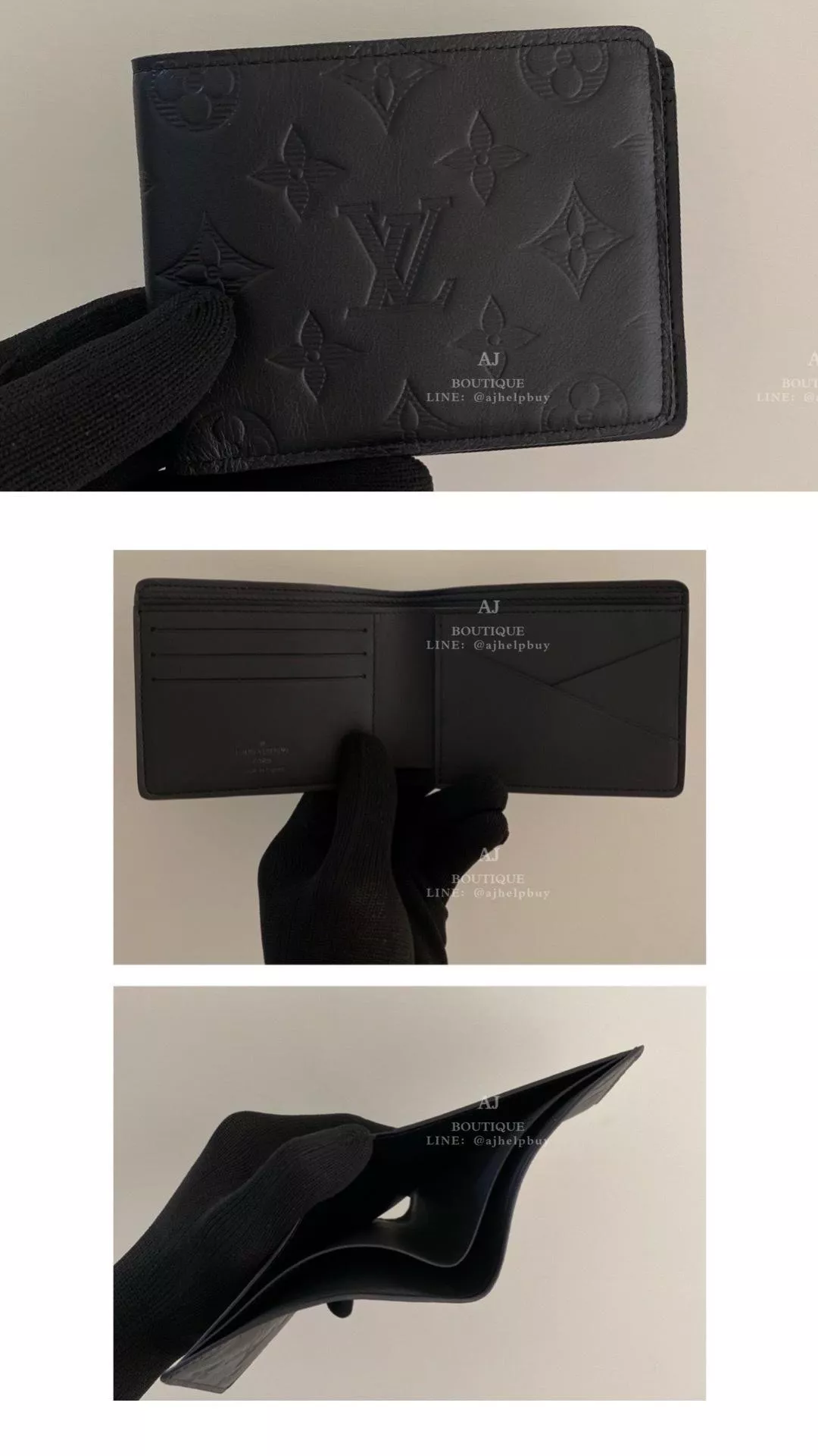 Lv Louis Vuitton 男款全牛皮老花短夾 代購照片