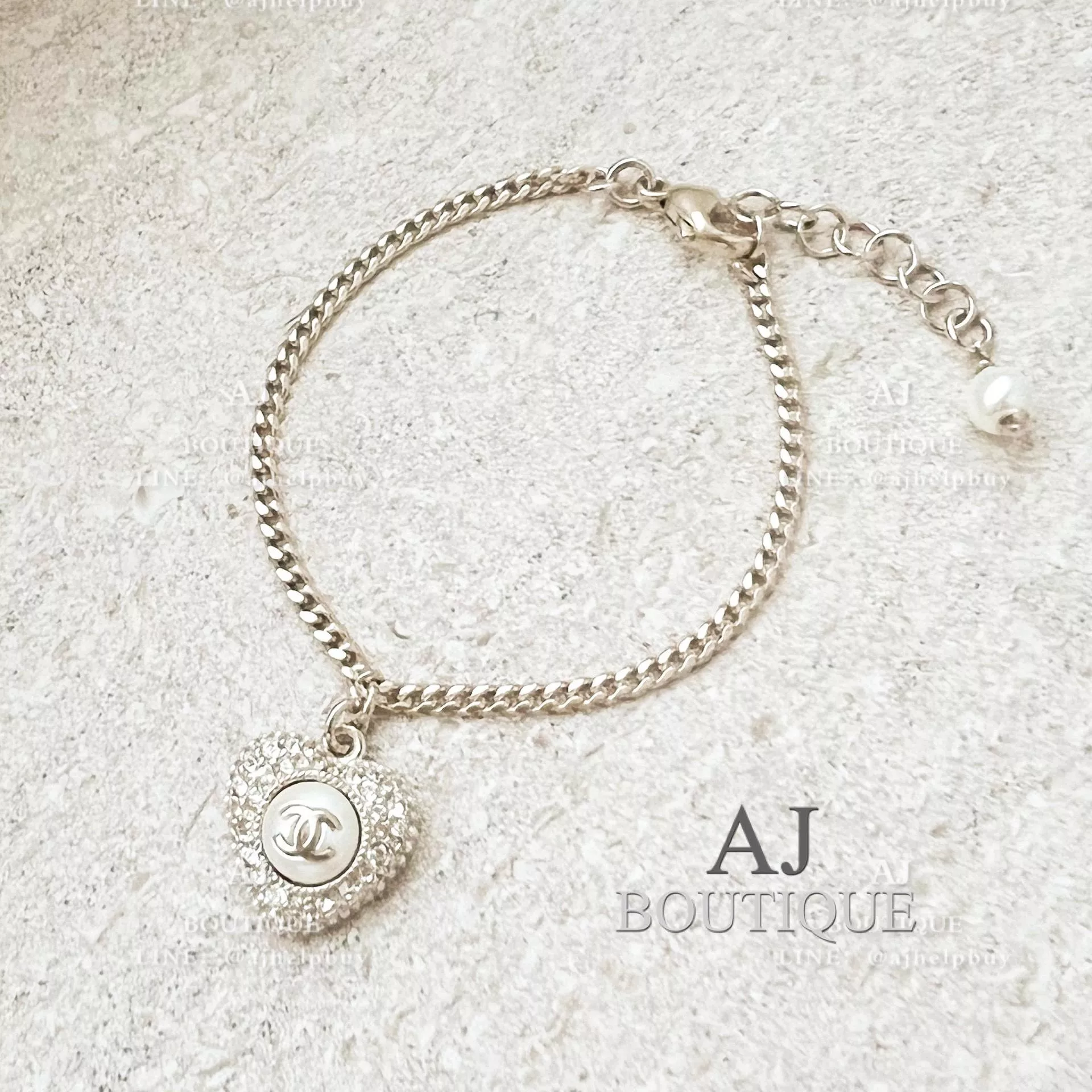 Chanel 愛心手鍊 白鑽 淡金 代購照片