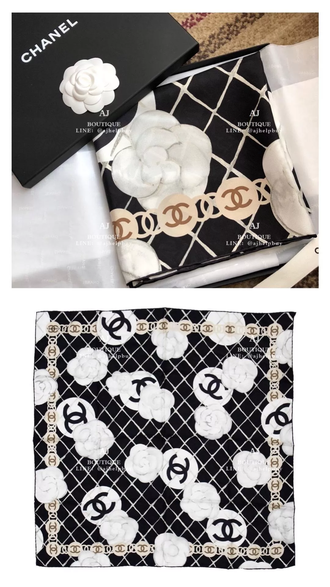 Chanel 經典真絲方巾 代購照片