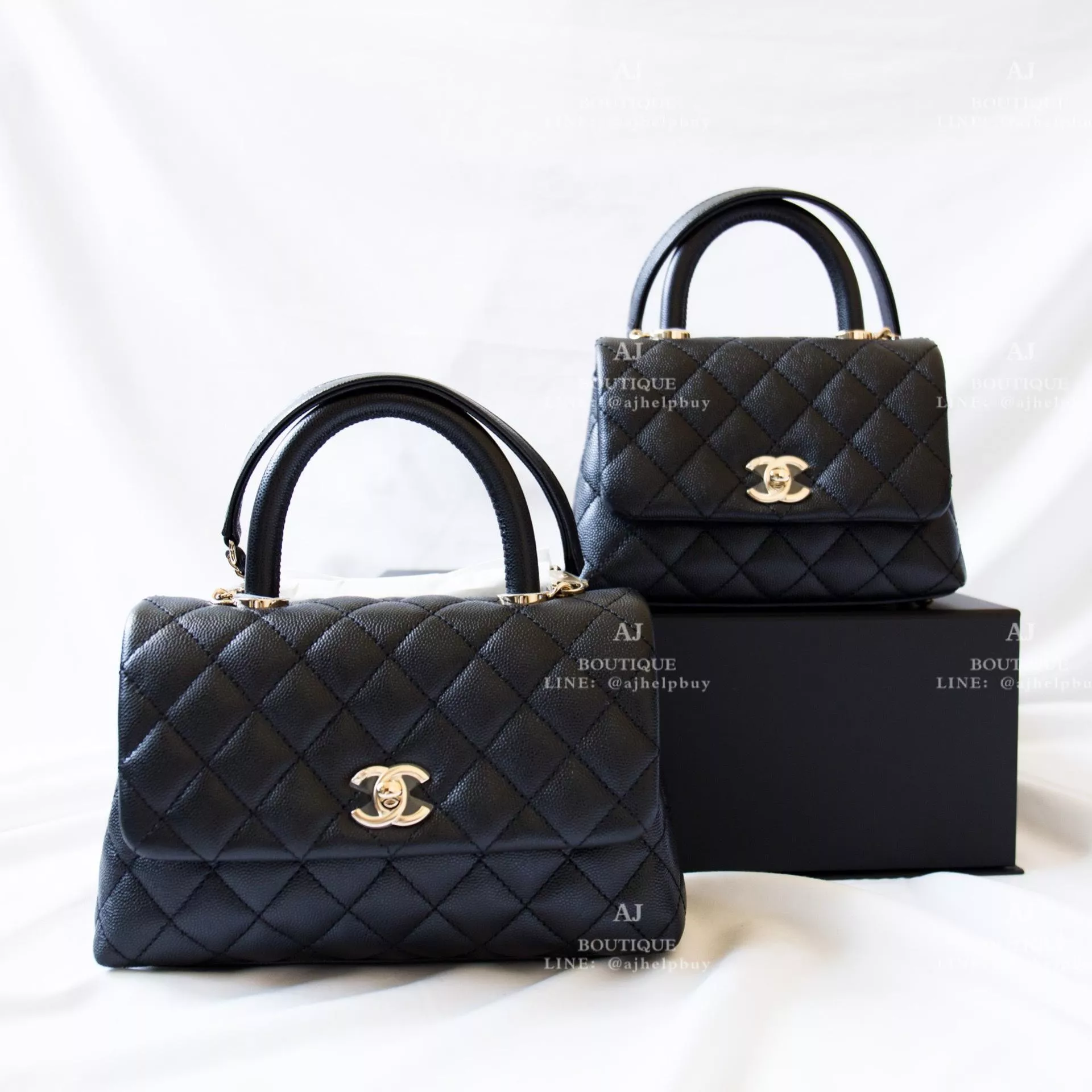 Chanel Coco Handle 黑色荔枝牛皮香檳金釦(淡金釦) 代購照片