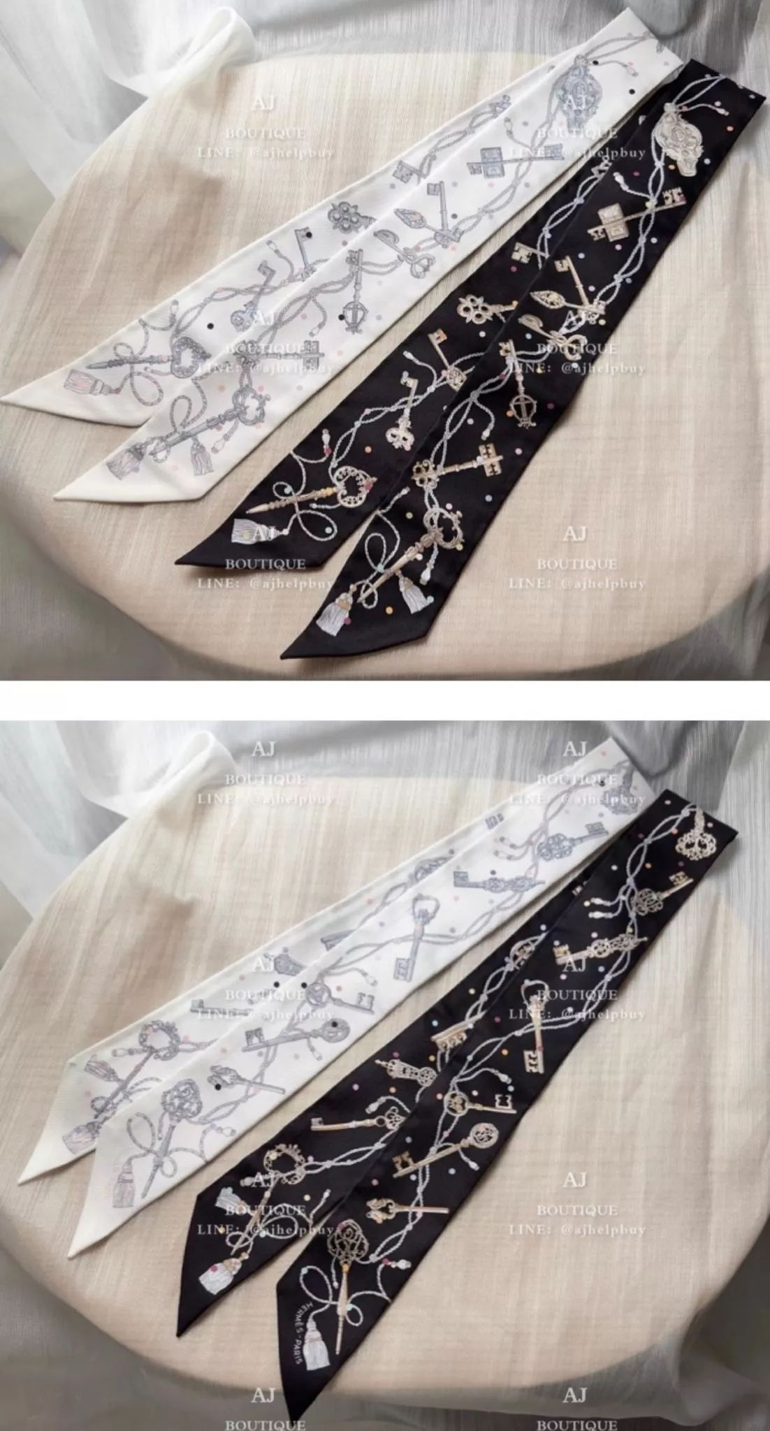 Hermes Twilly 絲巾 Les Cles 主題 代購照片