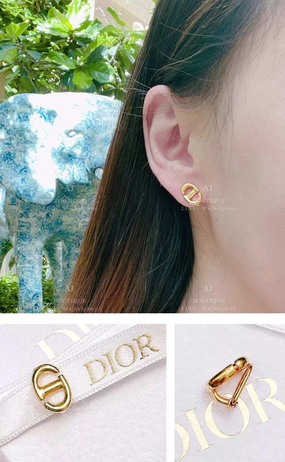 Dior 新款Dior夾式耳環 金色 代購照片