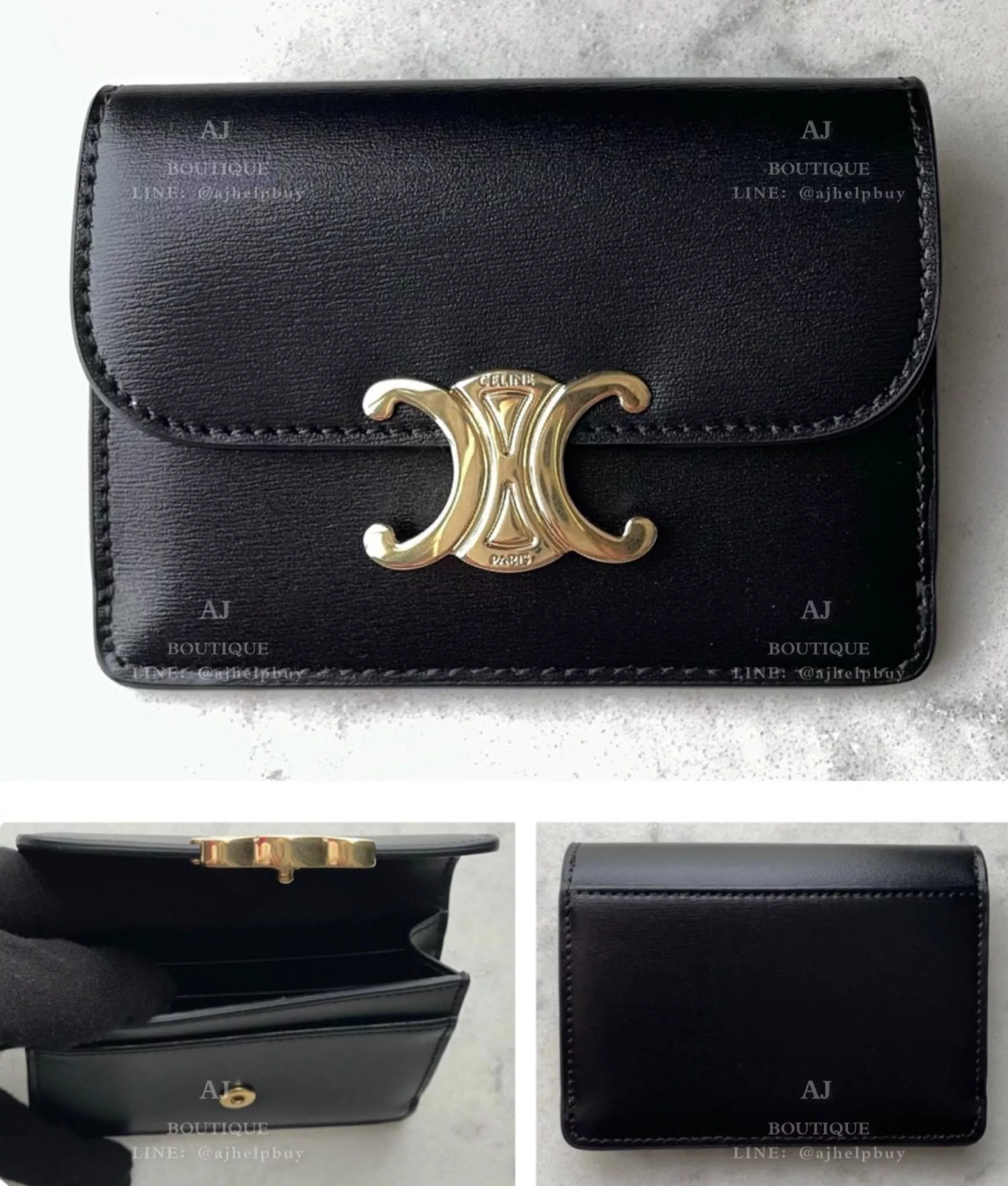 Celine 凱旋門 單層卡包 黑色牛皮 代購照片