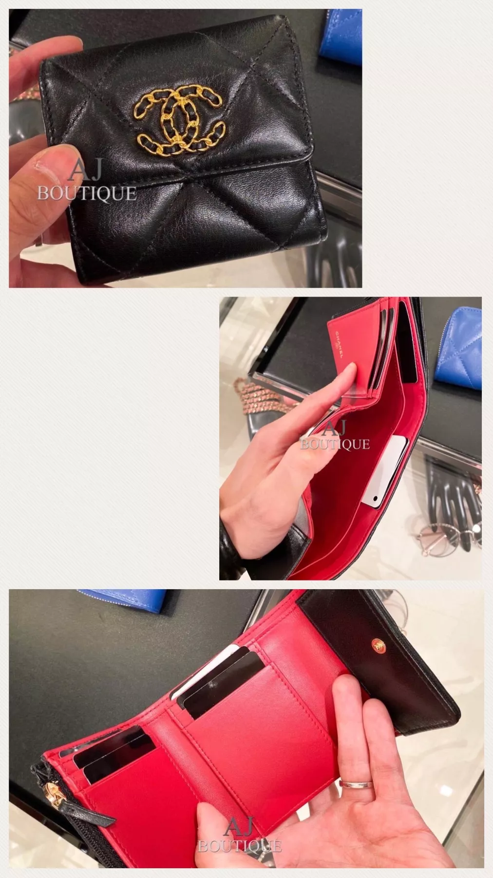 Chanel 19 三折短夾 黑色 代購照片