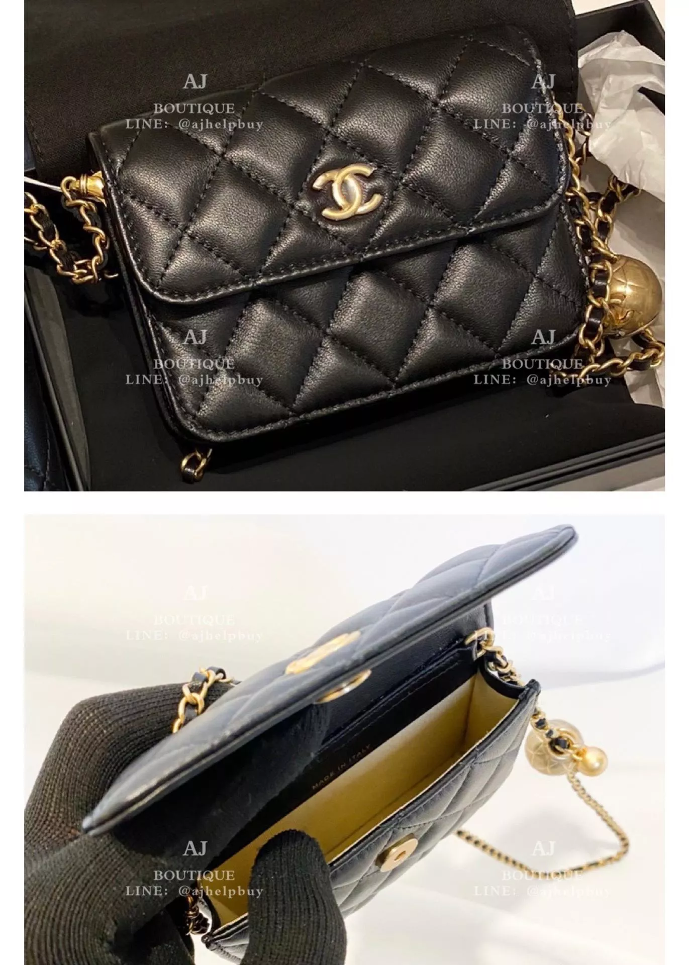 Chanel 金球款卡包 黑色 代購照片