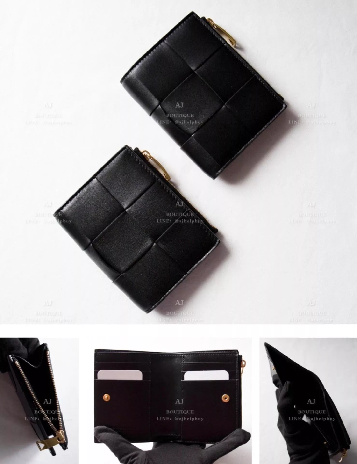 Bv Bottega Veneta 黑色 釦式拉鍊短夾 代購照片