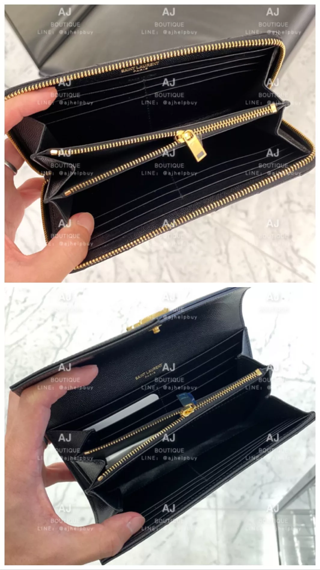 Ysl Saint Laurent 經典長夾 黑色金字 代購照片2