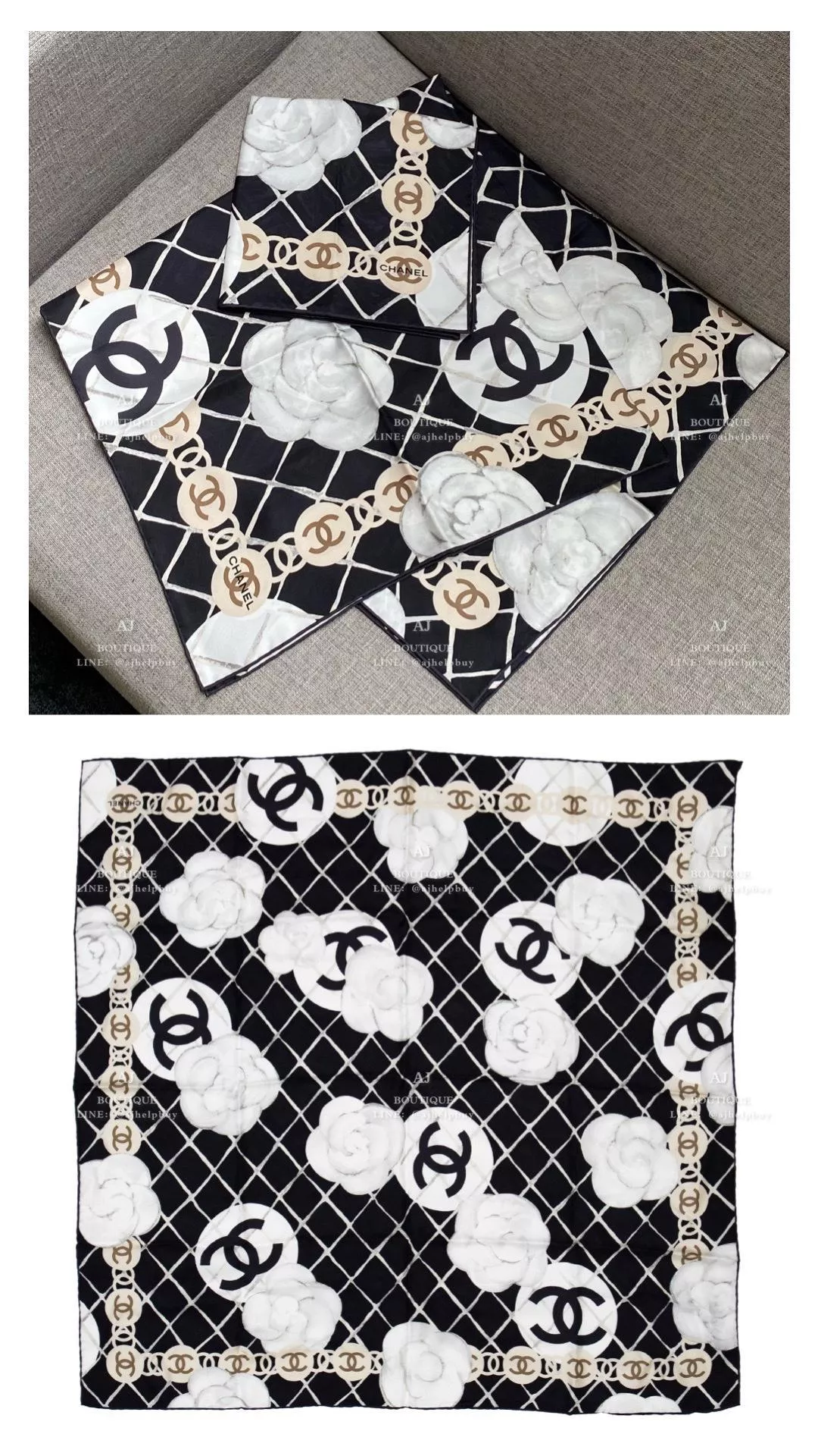 Chanel 經典款真絲方巾 代購照片