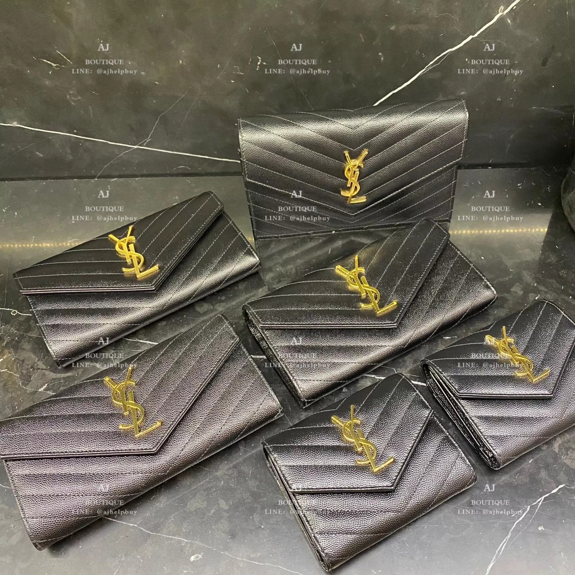 Ysl Saint Laurent 黑金山形紋經典款 代購照片
