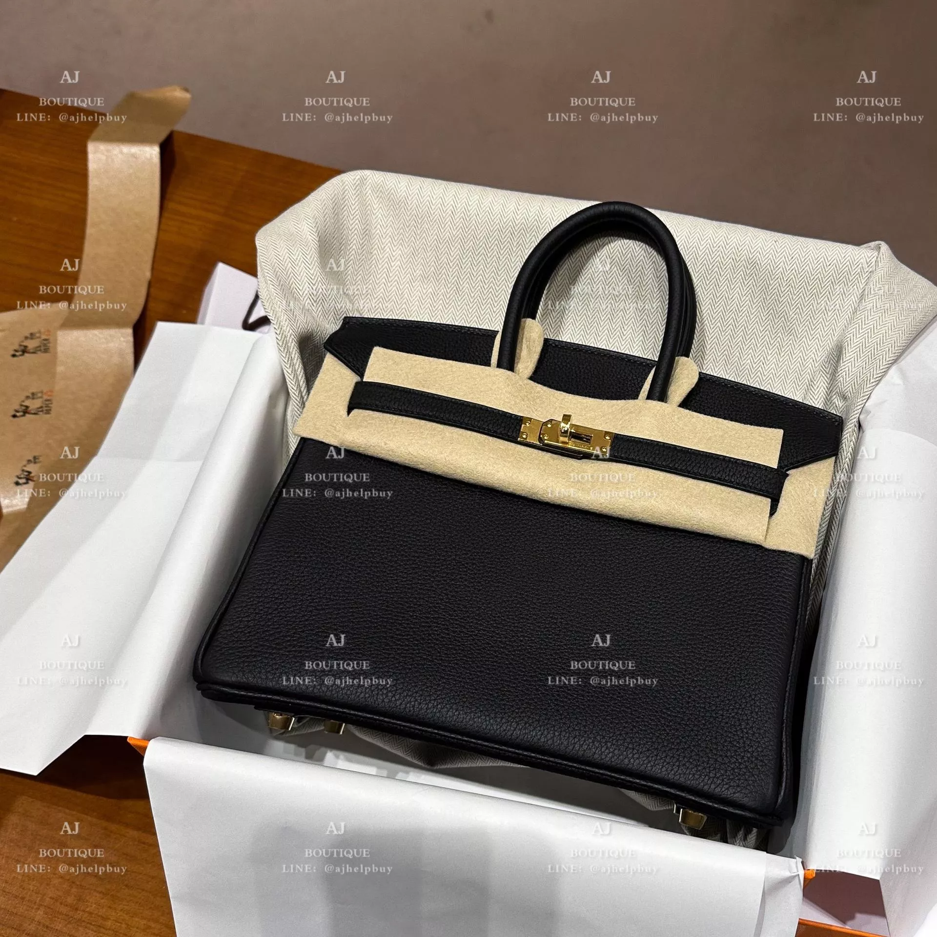 Hermes Birkin 25 黑金 Togo 代購照片