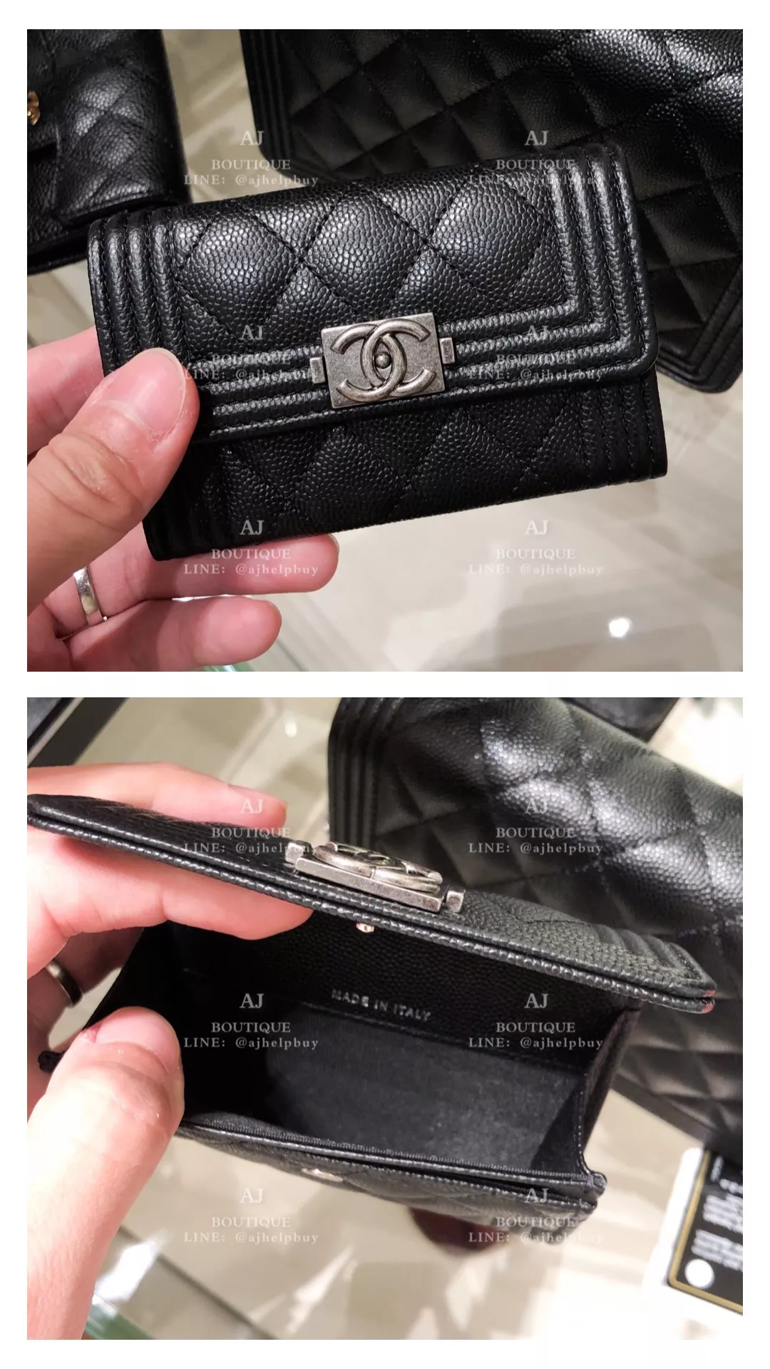 Chanel Boy 黑色荔枝牛皮復古銀 代購照片